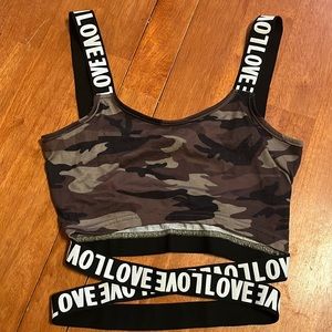 Camo Love Criss Cross Cropped Top